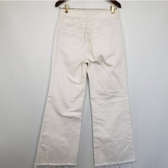 We The Free White Cropped Raw Hem Flare Jeans Size 27 - Picture 3 of 16